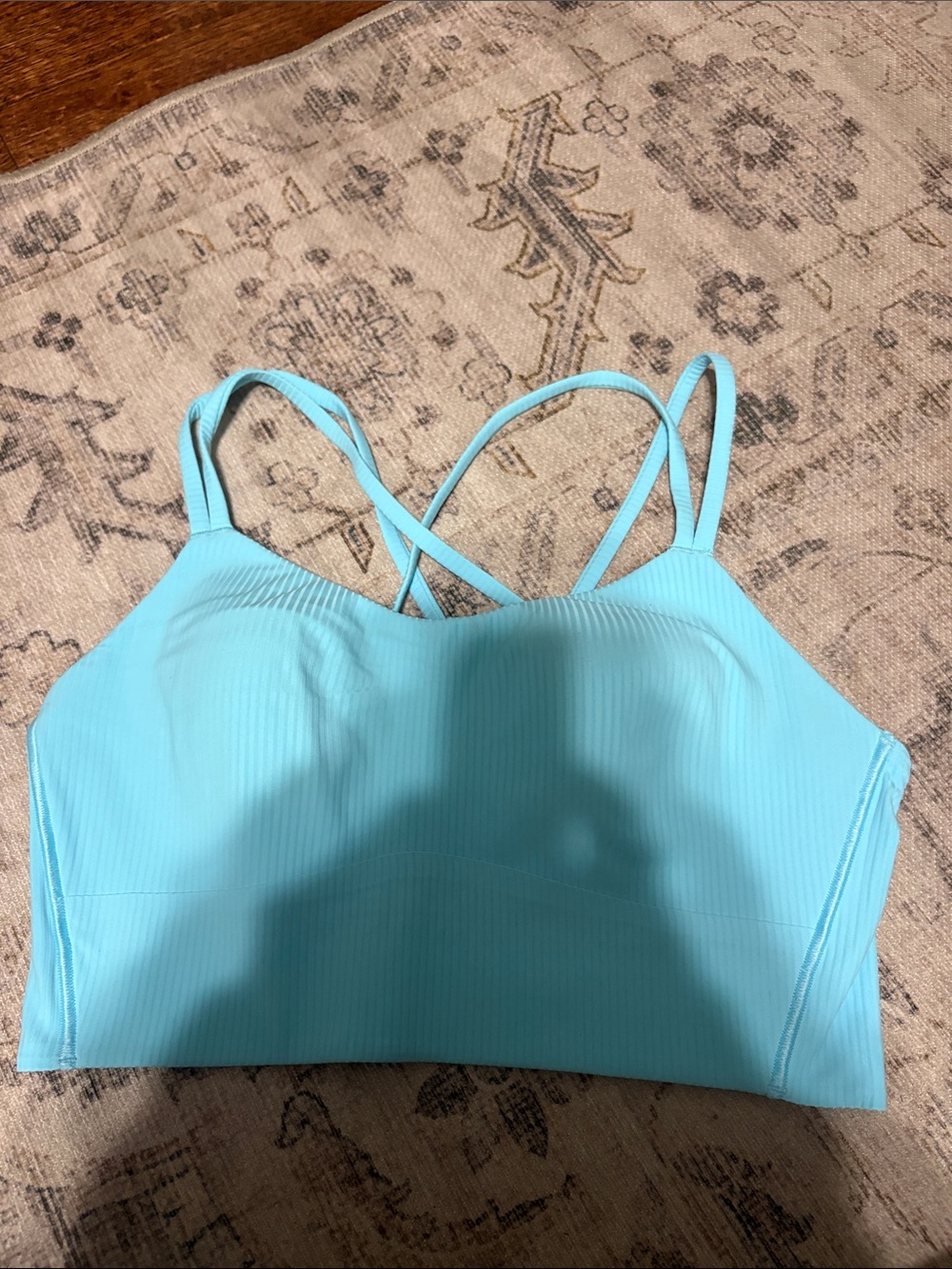 lululemon athletica Light Blue Ribbed Strappy Sports Bra